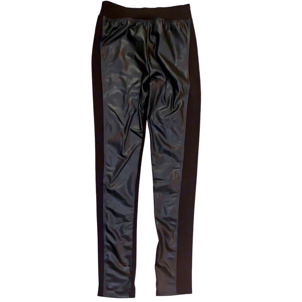 RANDOM Hearts Black Vinyl stripe leggings Girls size Large 